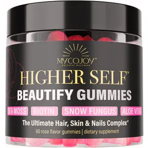 Higher Self Beautify Gummies Ultimate Hair Skin and Nails Complex with Sea Moss, Biotin, Snow Fungus Mushroom Extract, Aloe Vera and More for Radiant Skin, Healthy Hair and Strong Nails Heart Shaped Rose Flavor 60 Gummies