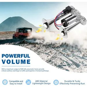 600DB UltraLoud Train Horn Kit (12V) |   Dual Trumpets with Compressor |   Fits Truck, SUV, Boat, Motorcycle |   Perfect Gift for Him