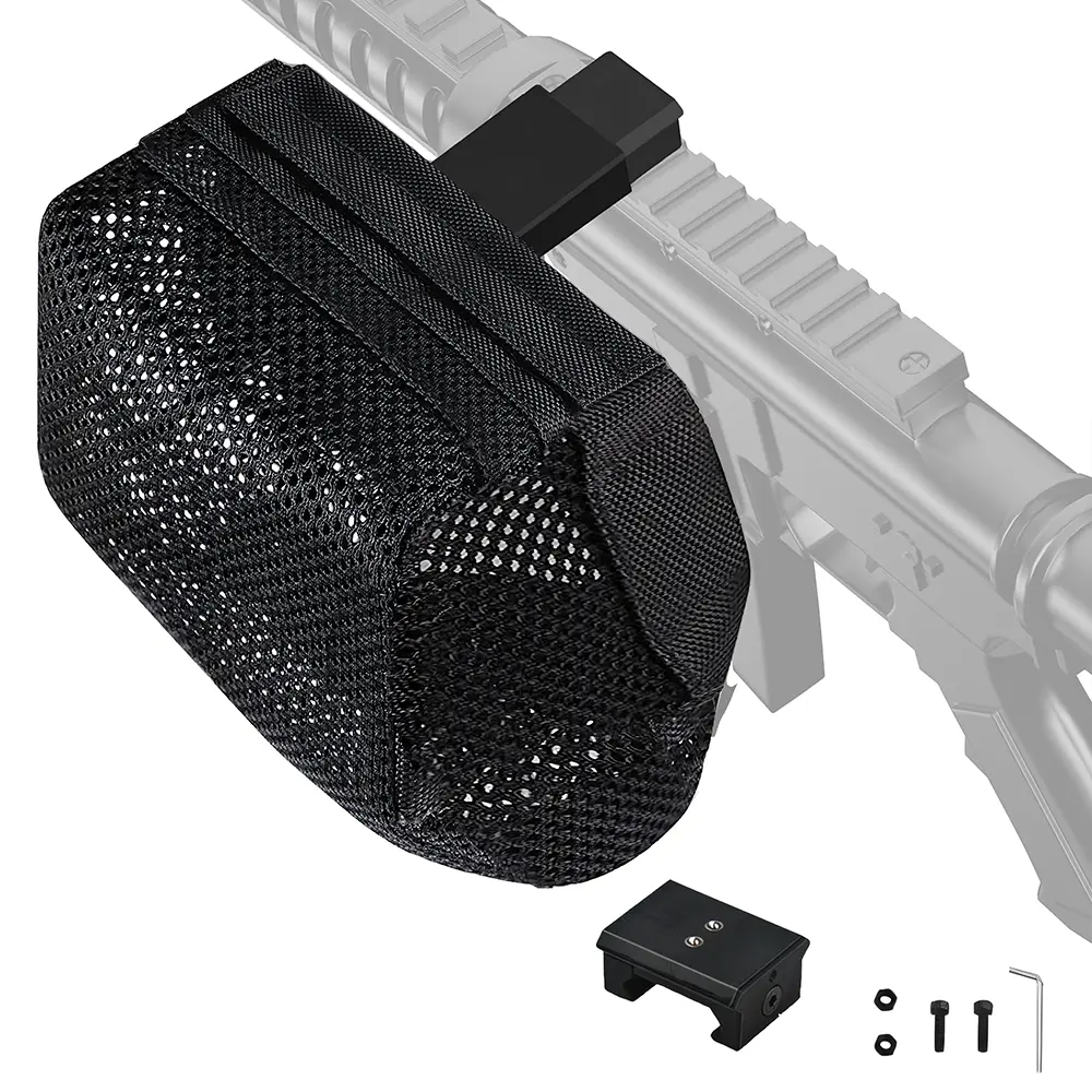 Hunting Heat Resistant Brass Catcher for AR, Thickened Nylon Cartridge Casing Holster with Zippered Quick Release Net, Picatinny Rail Mounts - Holds 100+ Casings, Functional