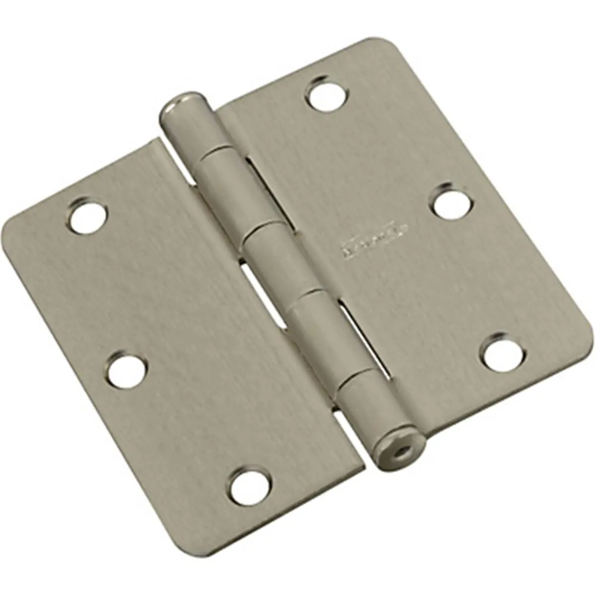 National Hardware Door Hinges 3.5 in Heavy-Duty Full Mortise, Cold-Rolled Steel, Satin Nickel Nib Finish, 5-Knuckle, Removable Pin, Countersunk Screws, 1/4 in Radius Round Corners, Pack of 3