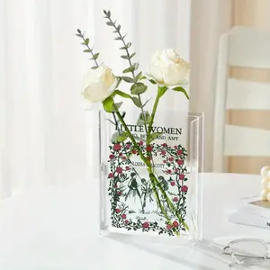 [1pc Acrylic Book Vase] 1pc Acrylic Book Vase Classic Literature Decor Timeless Sisterhood Gift for Book Lovers Home  Coffee Table Decoration Perfect for Birthdays Thanksgiving Christmas and Festivals
