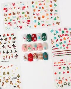 GlossyBlossom 3D Christmas Nail Stickers Korean Made Festive Holiday Art Decals for DIY Manicure Santa Reindeer Snowflake Tree Designs Easy Apply Remove Long Lasting Professional Finish