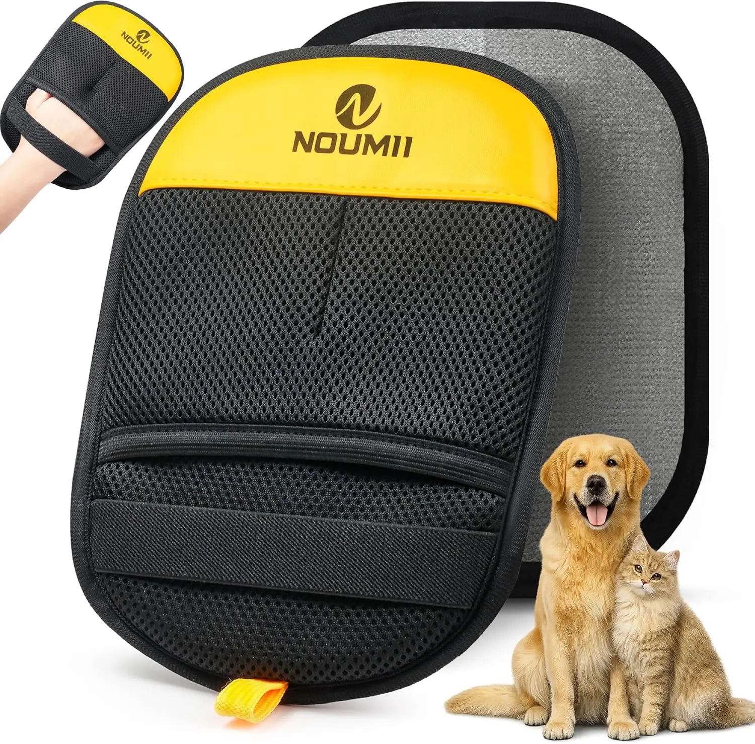 Noumii Pet Hair Remover Glove for Dogs & Cats – Reusable Grooming Mitt for Shedding, Bathing & Massage