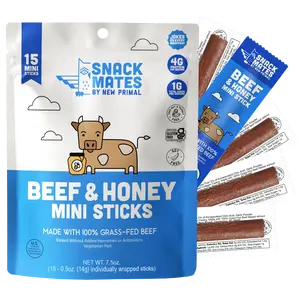 Snack Mates Beef & Honey Mini Meat Sticks Value Pack (15 Mini-Sticks)