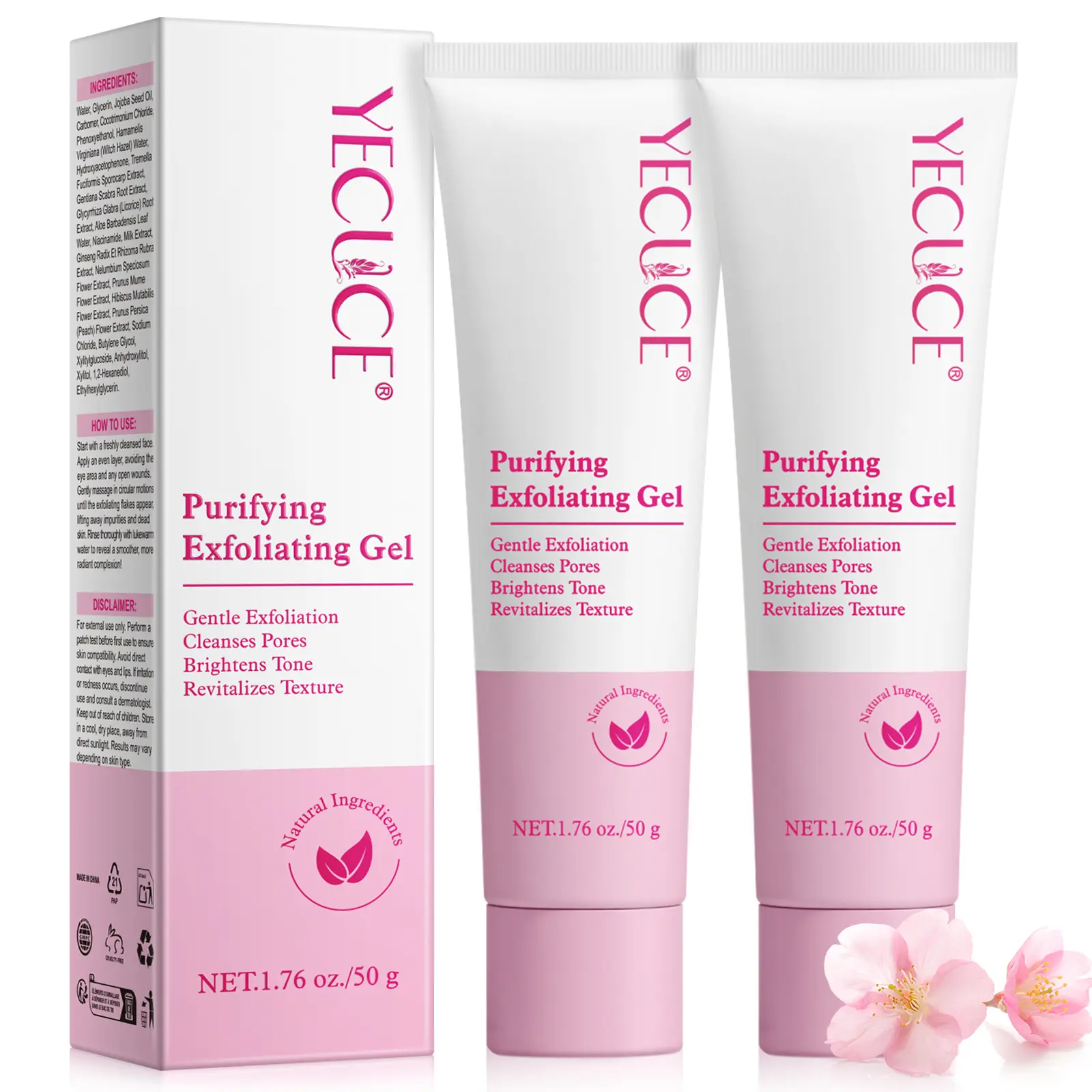 Exfoliating Gel Cleanser 50g, Deep Pore Cleaning & Moisturizing Oil Control, Suitable for Sensitive Skin, Oily-Dry Mixed Skin Types