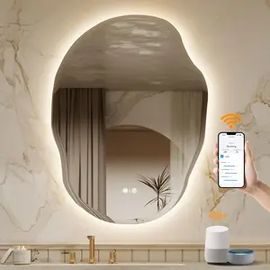 ENZE LED Backlit Cloud Mirror Bathroom,24''x 32'' Mirror with Anti-Fog,Stepless Dimmable Lights,3 Color Modes,Shatter-Proof Tempered Glass,Waterproof,Touch Sensor &APP&Voice Control (Alexa/Google)