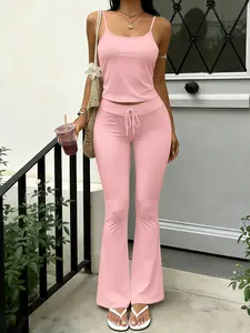 European and American style spring/summer women's casual slim-fit camisole and trousers set; sexy women's camisole set.