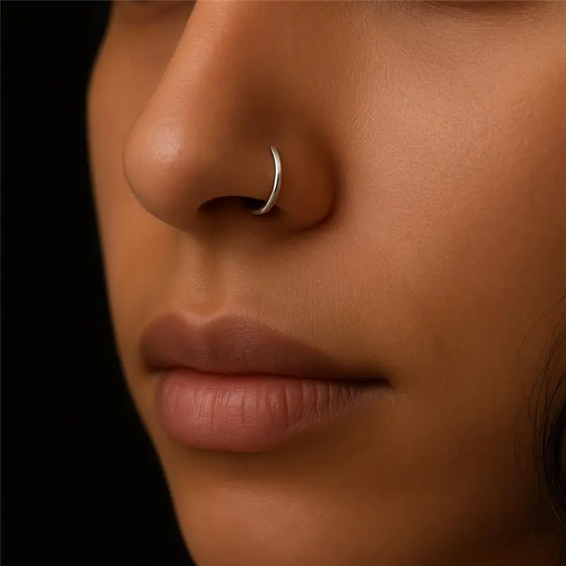 925 Sterling Silver Nose Ring Hoop 1/4" 8mm 22 Gauge 22G / Aretes de Nariz Moda