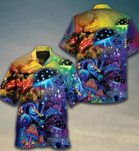 Mushroom Trippy Psychedelic Summer Vacation Hawaiian Shirt  For Men & Women