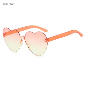 FHSY SHOP Orange-Yellow Gradient Heart Sunglasses - UV400 Filter, Polarized, Yellow-Tinted Non-Prescription Glasses - Cute Fashion Eyewear for Kawaii Outfits, Bridal Showers