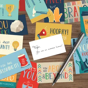 Workplace Appreciation Encouragement Cards / Business Card Size / 50 Motivational Kindness Cards/ 25 Gratitude Designs For Employees And Co-Workers