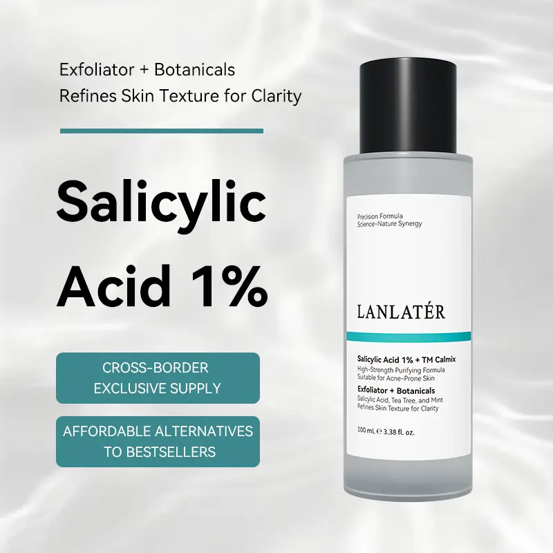 LANLATÉR 1% Salicylic Acid BHA Exfoliating Toner - Gentle Lightweight Daily Toner with Tea Tree, Mint - Oil Control for Oily Skin, Refines Pores, Reduces Blackheads, Exfoliates, Smooths Bumpy Texture - 3.38 Fl Oz/100ml, Pair with Sunscreen, Apply Gently