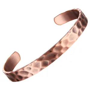 Pure Copper Bracelet – Copper Bracelet for Men & Women – 100% Solid, Raw & Uncoated Handmade Hammered Tibetan Cuff Bangle