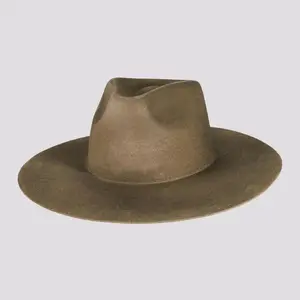 Rancher | Unisex Flat Wide Brim Felt Fedora Hat - for Custom Design - Various Colors and Sizes (Copy)