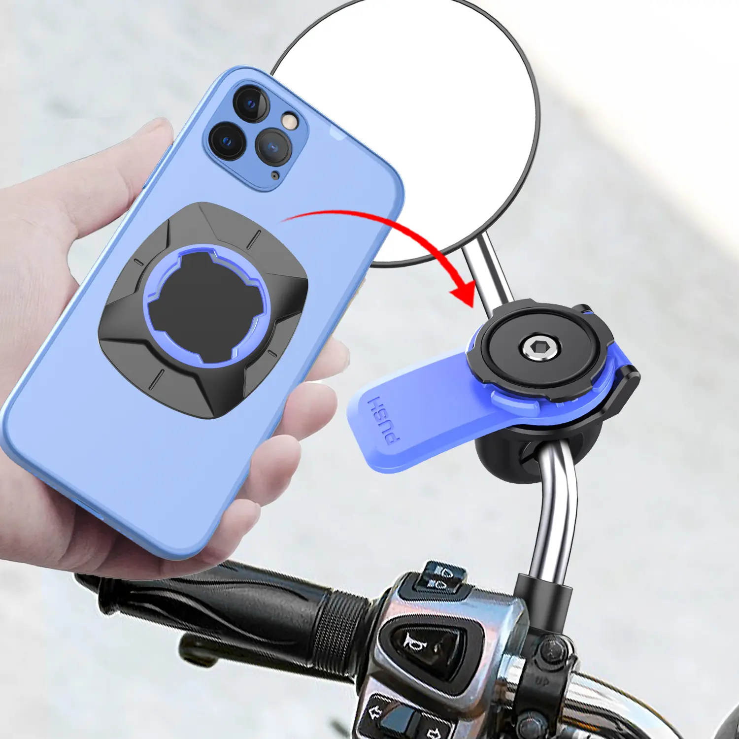 Motorcycle Phone Holder with Vibration Dampener, Anti-Shake & Anti-Theft Design, Universal Fit for 10-14mm Handlebars, Ideal for Bikes Scooters Atv, Motorcycle Accessories, Dirt Bike Accessories