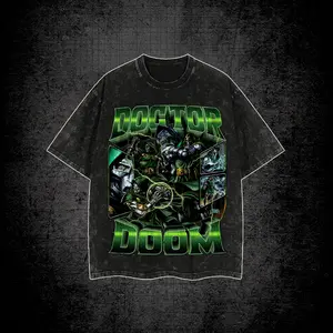 Doctor Doom Victor Von Doom Premium Acid Washed T-Shirt, Villain Graphic Shirt, Latveria Ruler Armor Mask Tee, Fantastic Four Enemy Shirt, Comic Book Character Tee, Superhero Washed Shirt, Vintage Streetwear Graphic T-Shirt