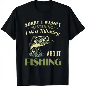 Unisex Funny Fishing  "Sorry I Wasn't Listening" Bass Graphic Tee for Men & Women Vintage Fisherman T- Sarcastic Outdoor Apparel shirt invincible