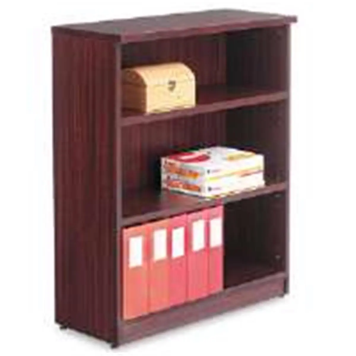 212 MAIN Contemporary Woodgrain Valencia Series Adjustable 3-Shelf Bookcase - Mahogany Finish, Three-Shelf