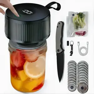 Upgraded Electric Mason Jar Vacuum Sealer Kit | Wide & Regular Mouth + Vacuum Bags | One-Touch Food Saver with (Gift: 1 Outdoor Knife)
