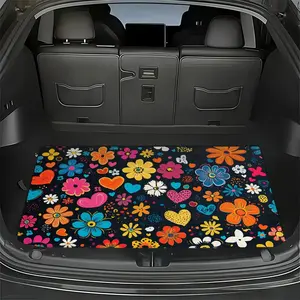 Colorful Floral Heart Creative Car Trunk Mat, Floor Mats for Car, Anti-Slip Wear-Resistant, Fits Multiple Models, Easy to Clean, Fashionable and Vital