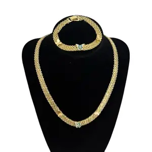 Set cadena 18” pulsera 7.5” de mariposa Tejido chino