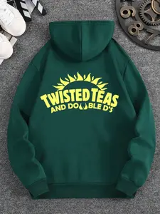 Conversation Piece Men's Graphic Hoodie Boasting a Vibrant Sun and Provocative "TWISTED TEAS AND DOUBLE D'S" Lettering, Crafted for the Style-Forward Individual Seeking Distinctive Expression