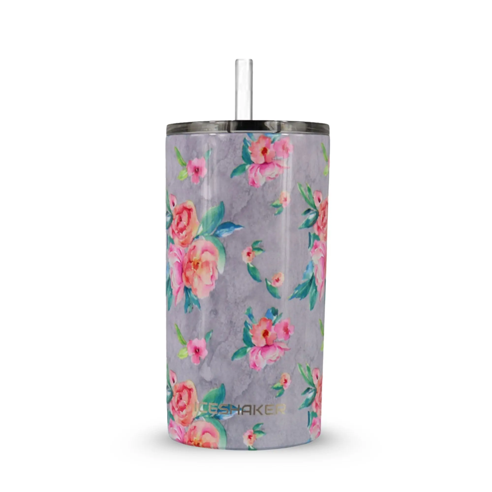 Grey Floral with Metal Base