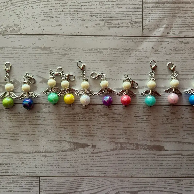 Guardian Angel Clip On Charm Keychain Purse Charm Badge Reel Charm Gift Handmade Tassel Bookmark With Unique Beads Perfect For Books Or Journals