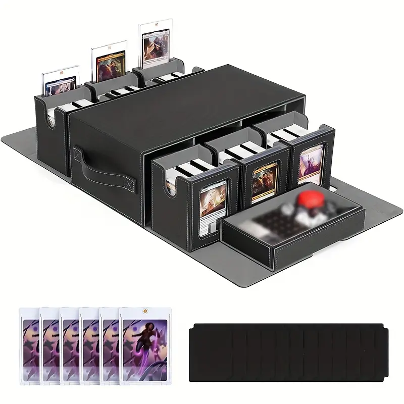 MTG Deck Box, 6-Deck Modular Commander Deck Box with Dice Tray | Hold 600+ Double-sleeved Cards, Modular TCG Card Deck Box with 35PT Magnetic Card Holder for Magic the Gathering