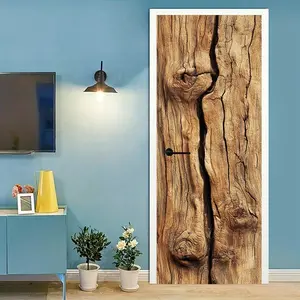 Natural Texture Door Decal Wall Art, Self-Adhesive Removable Wallpaper Sticker, Unique Design Organic Form Decorative Mural