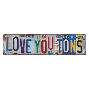 Vintage Love You Tons Wall Decor Street Signs Metal Aluminum Tin Sign for Wedding Anniversary Valentine Gift 16 x 4 Inches