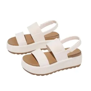 Casual Sporty Platform Sandals Series with Dual Wide Straps, Open Round Toe, Elastic Slingback, Ribbed Chunky Midsole, Lightweight Design – Available in Multiple Colorway Options