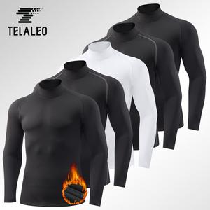 TELALEO 5 value pack Men's Thermal Turtle Mock Neck Shirts, Long Sleeve Compression Shirts Fleece Lined Undershirt Base Layer Tops dealsforyoudays outdoorfun