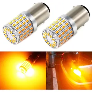 2057 1157 Orange Yellow LED Bulbs Super Bright 3014 72-SMD 1034 2357 7528 LED Bulb for Turn Signal Blinker Parking Side Marker Lights, Amber Yellow