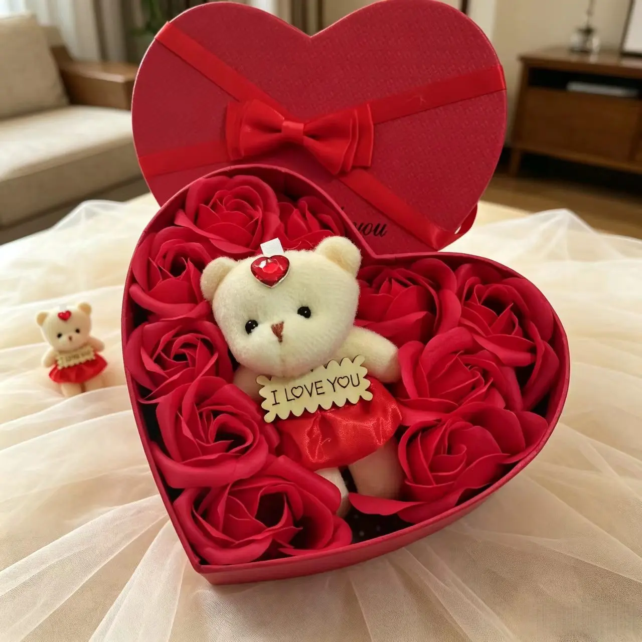 Rose Heart Soap Flower Gift Box, Valentine's Day Mother's Day Anniversary Gift, Graduation Wedding Souvenir, Bear Rose Box, Graduation Gifts, Gift Package