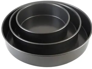 Professional 3-Piece Round Cake Pan Set - 6, 8, and 10 Inch Nonstick Carbon Steel Baking Pans, 2 Inches Deep, for Layered Celebration Cakes and Tiered Desserts