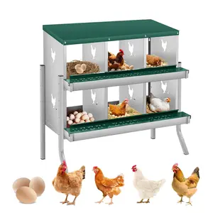 6 Compartments Chicken Nesting Boxes wirh legs for Laying Eggs, Poultry Nesting Boxes, Egg Laying Boxes for Chickens & Hens,Green