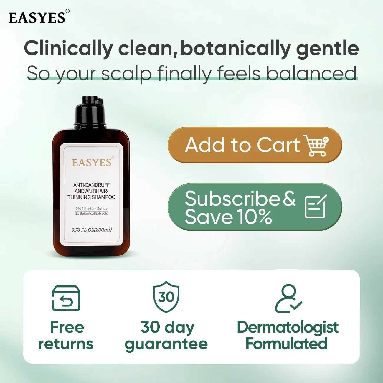 N】Easyes Rosemary Hair Shampoo Anti-Dandruff Anti-Thinning
