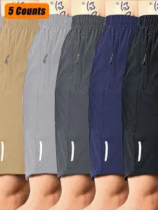 Men's Reflective Stripe Sports Shorts, Quick Drying Breathable Drawstring Pocket  Shorts, Casual Sporty Shorts for Running Gym Workout