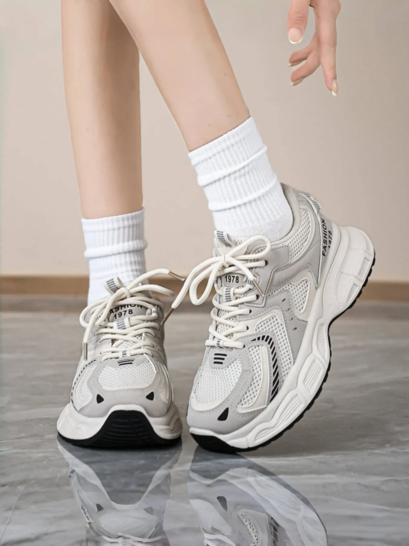 Women's Thick Sole Dad Sneakers, Lightweight Casual Running Shoes, Comfortable Sporty Footwear for Daily Wear & Outdoor Activities, Platform Running Shoes, Fashionable Running Shoes, Trendy Running Shoes, Running Sports Footwear