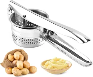 NEWLINE NY Stainless Steel Potato Presser Masher Ricer Commercial Grade Tool for Smooth Creamy Potatoes Vegetables Fruits Easy Grip Handles Dishwasher Safe