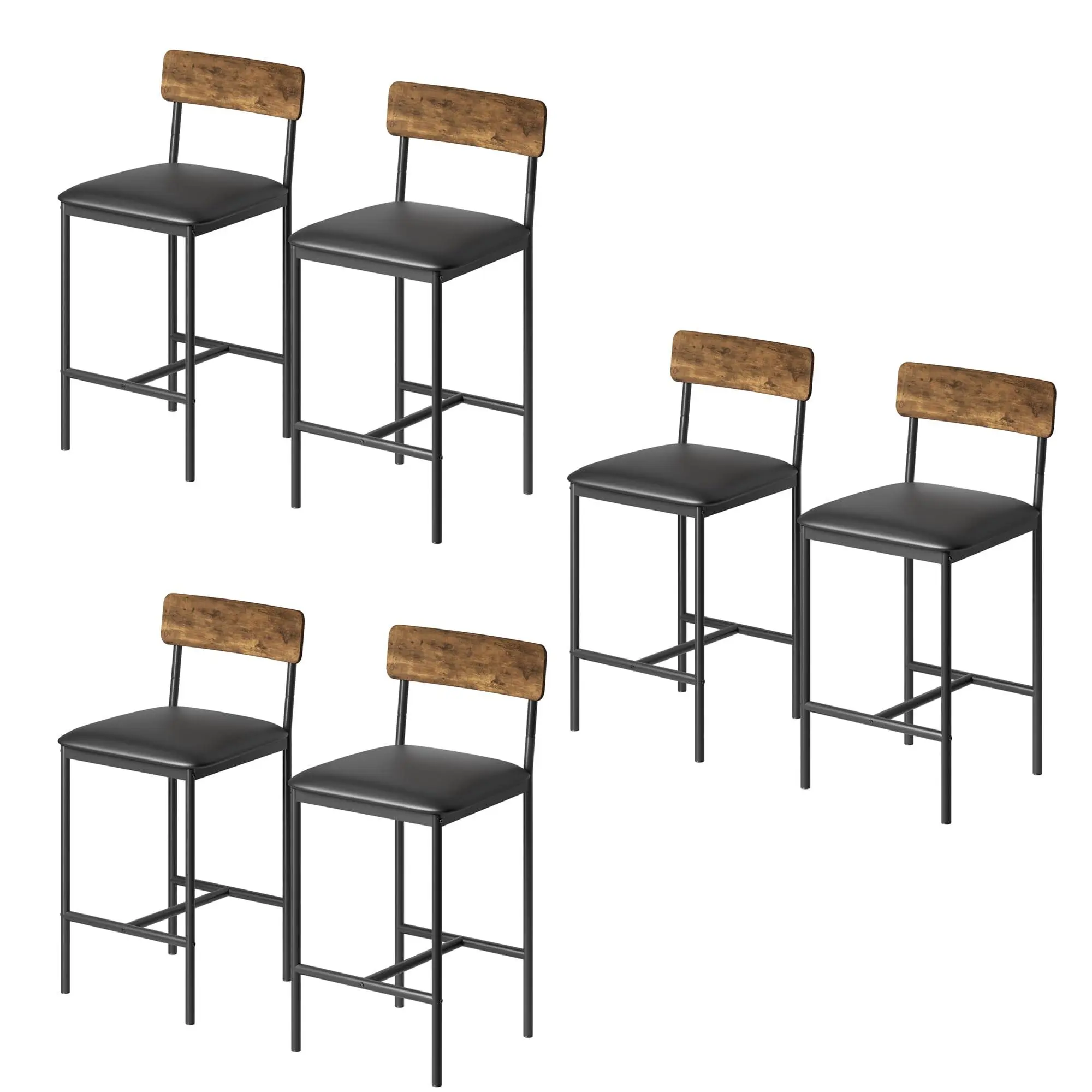 GAOMON Rustic Brown Upholstered Dining Chairs 6PCS, Large-Capacity Rustic Style Chairs for Family Gatherings