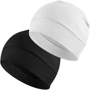 2-PackCotton Skull Caps for Men Women, Lightweight Beanie Sleep Hats Breathable Helmet Liner