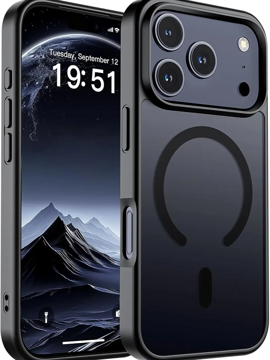 Magnetic for iPhone 17 Pro Max Case (Compatible with MagSafe)(Military Grade Drop Protection) Translucent Matte Shockproof with Anti-Fingerprint Phone Cover 2025,Black