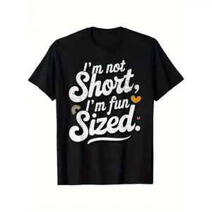 Humorous Mens Fun Sized T Shirt Soft Breathable Cotton Statement Tee Lightweight Non Fading Casual Wear For Short Men Available In Plus Sizes