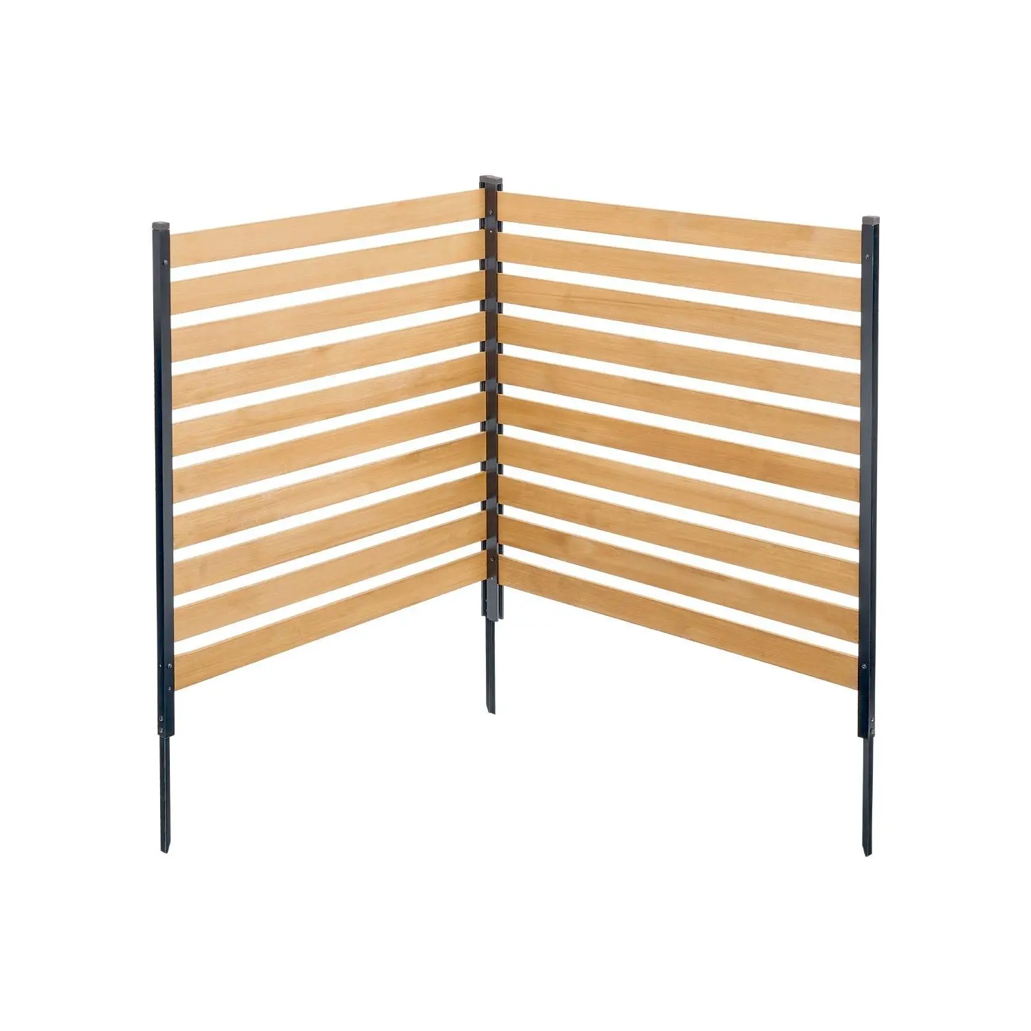 VEVOR 2-Panel Solid Wood Privacy Fence Slatted Set Pack, 43.31x38.66x42.72 in, 17.86 lbs, with Metal Stakes, DIY Assembly Guide for DIY Users, Easy Installation, Outdoor U-Shaped Enclosure for Privacy, Outdoor Decor, Hide Objects
