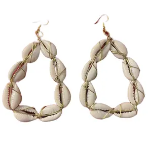 Cowry Shell Triangle Hoops