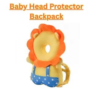 Christmas Gift Baby Head Protector Backpack – Soft Cushion Safety Pad for Infants & Toddlers – Prevents Head & Back Falls – Lightweight Plush Animal Design (Lion) for Crawling & Walking Babies