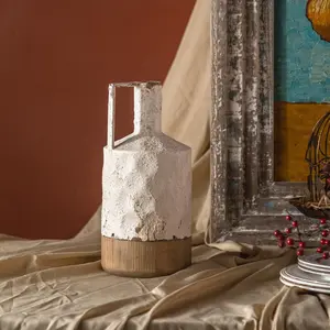 Vintage Farmhouse Flower Vase, Metal Country Style Vase, Decorative Vase for Home Wedding Garden Decoration