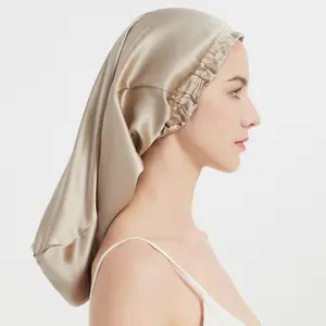 100% Mulberry Silk Cascade Bonnet, Large Satin Sleep Cap for Braids Locs Extensions & Long Hair